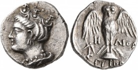 PONTOS. Amisos. Late 5th-4th century BC. Siglos (Silver, 19 mm, 5.64 g, 3 h), Heliod..., magistrate. Draped bust of Hera left, wearing ornamented step...