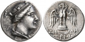 PONTOS. Amisos. Circa 300-125 BC. Triobol or Hemidrachm (Silver, 13 mm, 1.73 g, 12 h), Demetrios, magistrate. Turreted and draped bust of Hera-Tyche r...