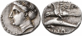 PAPHLAGONIA. Sinope. Circa 330-300 BC. Drachm (Silver, 18 mm, 5.00 g, 6 h), reduced standard, Argeo..., magistrate. Head of the nymph Sinope to left, ...