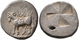 BITHYNIA. Kalchedon. Circa 340-320 BC. Half Siglos (Subaeratus, 17 mm, 3.85 g), a contemporary plated imitation. Bull standing left on grain ear. Rev....