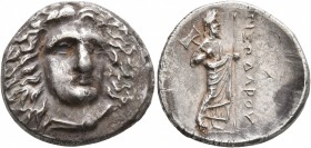 SATRAPS OF CARIA. Pixodaros, circa 341/0-336/5 BC. Didrachm (Silver, 20 mm, 6.90 g, 1 h), Halikarnassos. Laureate head of Apollo facing three-quarters...