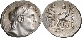 SELEUKID KINGS OF SYRIA. Demetrios I Soter, 162-150 BC. Tetradrachm (Silver, 30 mm, 16.64 g, 1 h), Antiochia on the Orontes, SE 162 = 151/0. Diademed ...