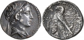 SELEUKID KINGS OF SYRIA. Demetrios II Nikator, first reign, 146-138 BC. Didrachm (Silver, 21 mm, 6.33 g, 12 h), Tyre, SE 169 = 144/3. Diademed and dra...