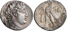 SELEUKID KINGS OF SYRIA. Demetrios II Nikator, second reign, 129-126/5 BC. Tetradrachm (Silver, 28 mm, 14.31 g, 1 h), Tyre, SE 183 = 130-129. Diademed...