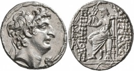 SELEUKID KINGS OF SYRIA. Antiochos VIII Epiphanes (Grypos), 121/0-97/6 BC. Tetradrachm (Silver, 27 mm, 16.00 g, 1 h), Antiochia on the Orontes, 109-96...