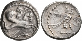 PHOENICIA. Tyre. ‘Uzzimilk, circa 347-332 BC. Shekel (Silver, 20 mm, 8.79 g, 1 h), RY 13 = 337/6. Bearded male deity, holding reins and bow, riding hi...