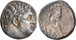 PHOENICIA. Tyre. 126/5 BC-AD 65/6. Shekel (Silver, 24 mm, 14.20 g, 1 h), CY 169 = AD 43/4. Laureate head of Melkart to right, lion skin tied around ne...