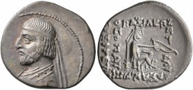 KINGS OF PARTHIA. Arsakes XVI, 78/7-62/1 BC. Drachm (Silver, 20 mm, 4.18 g, 12 h), Rhagai, circa 78/7-68/7. Diademed and draped bust of Arsakes XVI to...