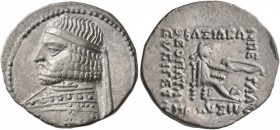 KINGS OF PARTHIA. Arsakes XVI, 78/7-62/1 BC. Drachm (Silver, 20 mm, 4.05 g, 12 h), Rhagai, circa 78/7-68/7. Diademed and draped bust of Arsakes XVI to...