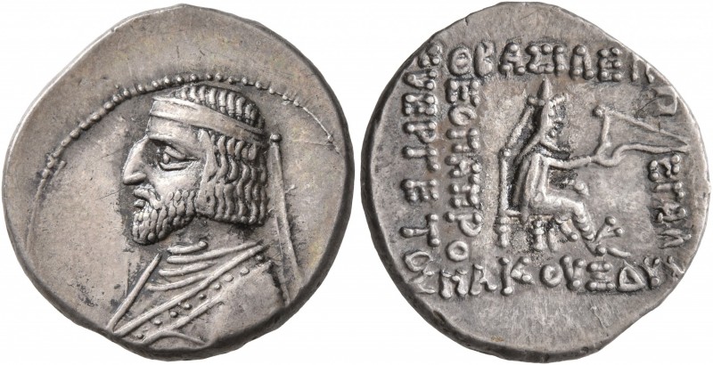 KINGS OF PARTHIA. Arsakes XVI, 78/7-62/1 BC. Drachm (Silver, 19 mm, 4.23 g, 1 h)...