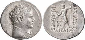 BAKTRIA, Greco-Baktrian Kingdom. Heliokles, circa 145-130 BC. Tetradrachm (Silver, 32 mm, 16.87 g, 12 h). Diademed and draped bust of Heliokles to rig...