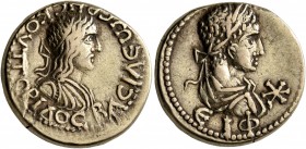 KINGS OF BOSPORUS. Rhescuporis II, with Elagabalus, 211/2-226/7. Stater (Electrum, 19 mm, 7.67 g, 11 h), BE 515 = 218/9. BACIΛЄωC ΡHCKOΥΠOΡIΔOC Diadem...