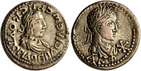 KINGS OF BOSPORUS. Rhescuporis II, with Severus Alexander, 211/2-226/7. Stater (Electrum, 20 mm, 7.67 g, 12 h), BE 521 = 224/5. BACIΛЄωC ΡHCKOΥΠOΡIΔOC...
