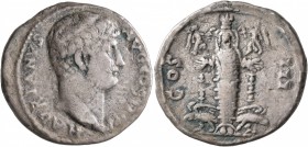 IONIA. Ephesus. Hadrian, 117-138. Cistophorus (Silver, 27 mm, 8.95 g, 1 h), after 128. HADRIANVS AVG COS III P P Bare head of Hadrian to right. Rev. C...