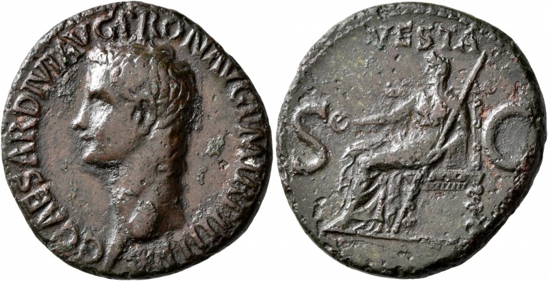 Gaius (Caligula), 37-41. As (Copper, 28 mm, 11.08 g, 7 h), Rome, 40-41. C CAESAR...