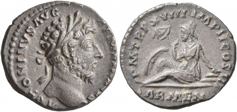 Marcus Aurelius, 161-180. Denarius (Silver, 17 mm, 3.34 g, 11 h), Rome, 163-164....