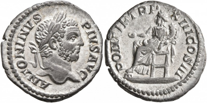 Caracalla, 198-217. Denarius (Silver, 18 mm, 3.29 g, 7 h), Rome, 210. ANTONINVS ...