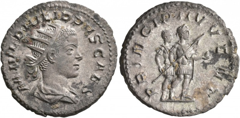 Philip II, as Caesar, 244-247. Antoninianus (Silver, 22 mm, 3.65 g, 1 h), Rome, ...