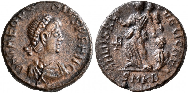 Theodosius I, 379-395. Nummus (Bronze, 12 mm, 1.49 g, 12 h), Cyzicus, 388-392. D...