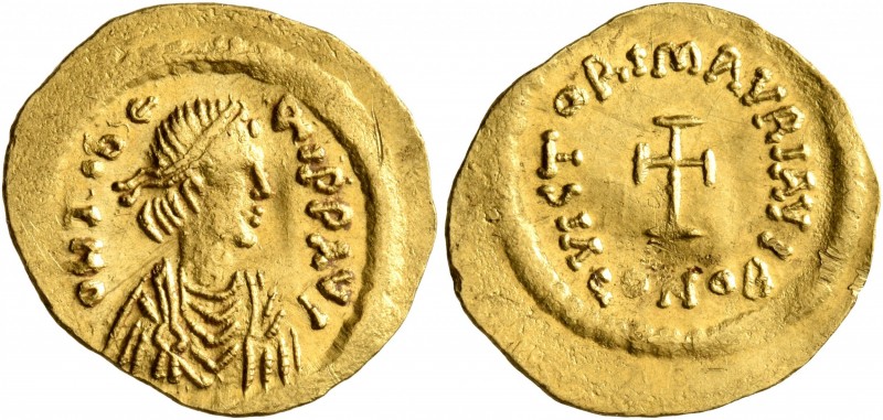 Maurice Tiberius, 582-602. Tremissis (Gold, 18 mm, 1.48 g, 6 h), Constantinopoli...