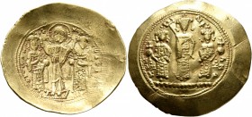Romanus IV Diogenes, with Eudocia, Michael VII, Constantius, and Andronicus, 1068-1071. Histamenon (Gold, 27 mm, 4.38 g, 7 h), Constantinopolis. +RωmA...