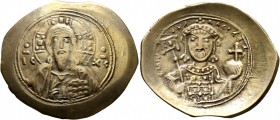 Michael VII Ducas, 1071-1078. Histamenon (Gold, 28 mm, 4.39 g, 6 h), Constantinopolis. Bust of Christ Pantokrator facing, wearing tunic and pallium, r...