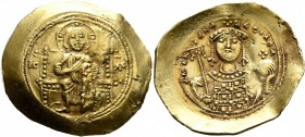Michael VII Ducas, 1071-1078. Histamenon (Gold, 29 mm, 4.43 g, 7 h), Constantinopolis. Christ, nimbate, seated facing on square-backed throne, wearing...
