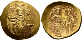 John III Ducas (Vatatzes), emperor of Nicaea, 1222-1254. Hyperpyron (Gold, 27 mm, 4.43 g, 6 h), Magnesia. Christ, nimbate, seated facing on throne, we...