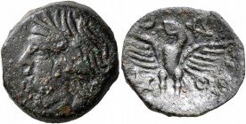 CELTIC, Northwest Gaul. Carnutes. Circa 50-30 BC. AE (Bronze, 17 mm, 3.43 g, 9 h), Vandiilos. Celticized draped bust to left. Rev. [VANDIILOS] Eagle s...
