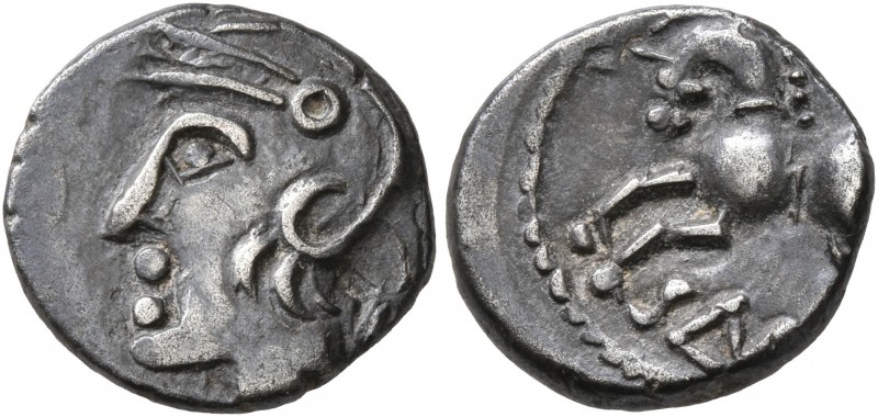 CELTIC, Central Gaul. Sequani. Mid 1st century BC. Quinarius (Silver, 13 mm, 1.9...