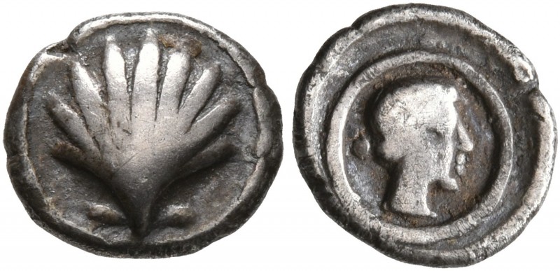 CALABRIA. Tarentum. Circa 470-450 BC. Litra (Silver, 9 mm, 0.67 g, 10 h). Cockle...