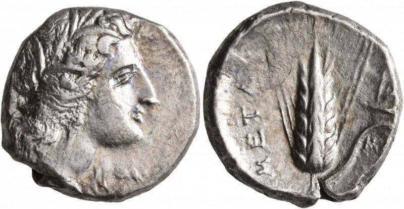 LUCANIA. Metapontion. Circa 330-290 BC. Didrachm or Nomos (Silver, 20 mm, 7.89 g...