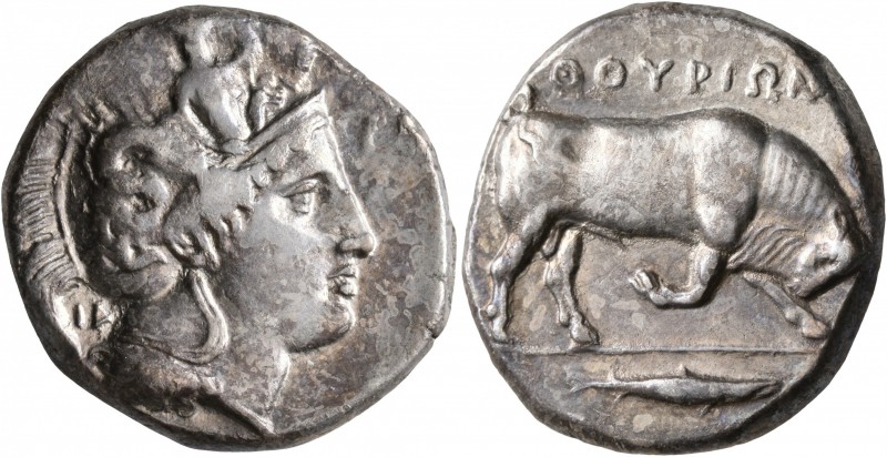 LUCANIA. Thourioi. Circa 400-350 BC. Distater (Silver, 25 mm, 15.99 g, 2 h). Hea...