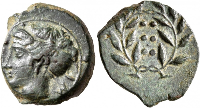 SICILY. Himera. Circa 415-409 BC. Hemilitron (Bronze, 17 mm, 4.81 g, 7 h). IM[E]...