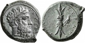SICILY. Syracuse. Timoleon and the Third Democracy, 344-317 BC. Hemidrachm (Bronze, 25 mm, 11.87 g, 5 h), circa 344-339/8. ZEYΣ EΛEYΘEPIOΣ Laureate he...