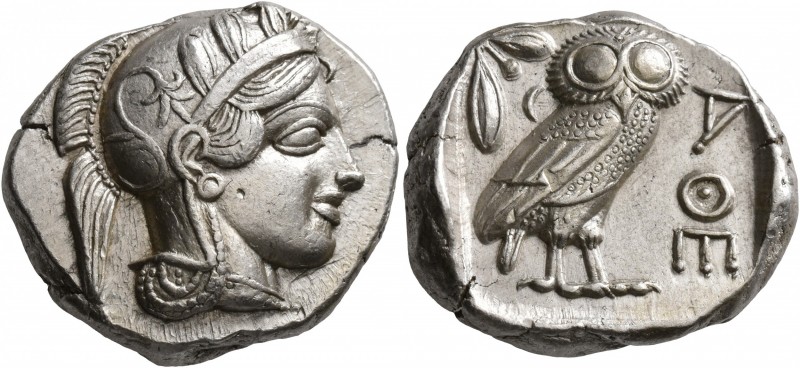 ATTICA. Athens. Circa 430s BC. Tetradrachm (Silver, 24 mm, 17.27 g, 7 h). Head o...