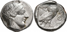 ATTICA. Athens. Circa 430s BC. Tetradrachm (Subaeratus, 23 mm, 15.91 g, 8 h). Head of Athena to right, wearing crested Attic helmet decorated with thr...