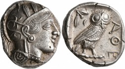 ATTICA. Athens. Circa 430s-420s BC. Tetradrachm (Silver, 25 mm, 17.19 g, 9 h). Head of Athena to right, wearing crested Attic helmet decorated with th...