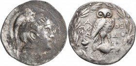 ATTICA. Athens. Circa 165-42 BC. Tetradrachm (Silver, 33 mm, 16.58 g, 1 h), Ammo... and Dio..., magistrates, 148/7. Head of Athena Parthenos to right,...
