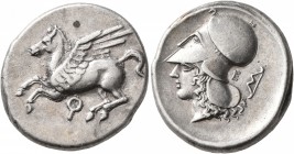 CORINTHIA. Corinth. Circa 375-300 BC. Stater (Silver, 22 mm, 8.58 g, 10 h). Ϙ Pegasus flying left. Rev. Head of Athena to left, wearing Corinthian hel...