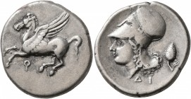CORINTHIA. Corinth. Circa 375-300 BC. Stater (Silver, 23 mm, 8.47 g, 12 h). Ϙ Pegasus flying left. Rev. Head of Athena to left, wearing Corinthian hel...