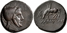 PONTOS. Chabacta. Time of Mithradates VI Eupator, circa 85-65 BC. AE (Bronze, 23 mm, 13.55 g, 1 h). Head of Perseus to right, wearing Phrygian helmet....