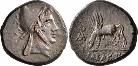 PONTOS. Chabacta. Time of Mithradates VI Eupator, circa 85-65 BC. AE (Bronze, 23 mm, 13.37 g, 12 h). Head of Perseus to right, wearing Phrygian helmet...