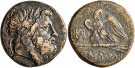 PONTOS. Taulara. Circa 100-85 BC. AE (Bronze, 27 mm, 19.73 g, 12 h). Laureate head of Zeus to right. Rev. ΤΑΥΛΑΡΩΝ Eagle standing left on thunderbolt,...