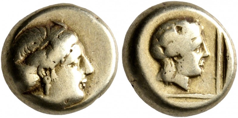 LESBOS. Mytilene. Circa 412-378 BC. Hekte (Electrum, 10 mm, 2.52 g, 11 h). Head ...