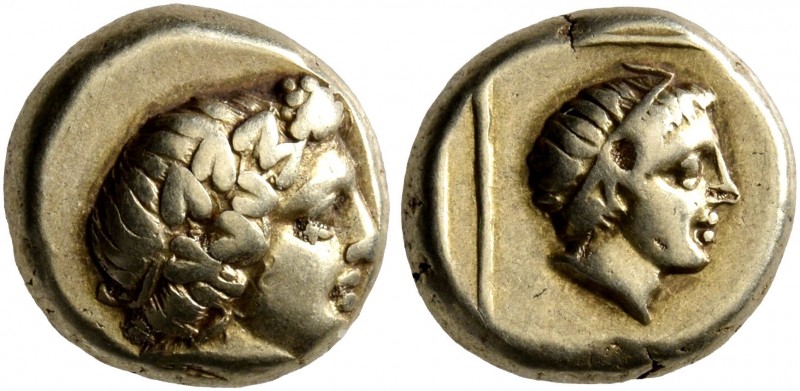 LESBOS. Mytilene. Circa 377-326 BC. Hekte (Electrum, 10 mm, 2.54 g, 11 h). Head ...