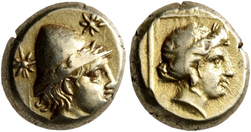 LESBOS. Mytilene. Circa 377-326 BC. Hekte (Electrum, 10 mm, 2.54 g, 12 h). Head ...