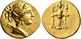 IONIA. Ephesos. 133-88 BC. Stater (Gold, 19 mm, 8.54 g, 12 h). Draped bust of Artemis to right, wearing stephane and pendant earring and with her quiv...