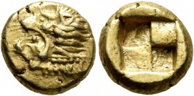 IONIA. Erythrai. Circa 550-500 BC. Hekte (Electrum, 10 mm, 2.54 g). Head of Herakles to left, wearing lion skin headdress. Rev. Quadripartite incuse s...