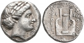 IONIA. Kolophon. Circa 310-294 BC. Drachm (Silver, 14 mm, 3.00 g, 1 h), reduced Rhodian standard. Epigonos, magistrate. Laureate head of Apollo to rig...